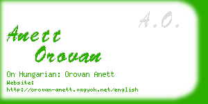 anett orovan business card